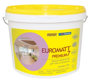 SYMPHONY EUROMATT premium 7 - акрилатная латексная матовая краска для сухих и влажных помещений