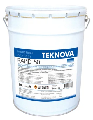TEKNOVA RAPID 50 - Быстровысыхающая алкидная полуглянцевая грунт-эмаль